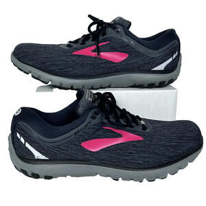 Brooks Pure Flow 7 Running Sneaker Shoes Womens US 10.5 B Black Lace-Up Low Top
